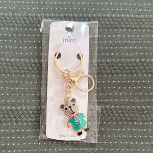 Mint Gold and Green Bear Keychain